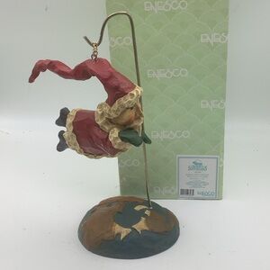 Vintage Enesco Santa Over the World Figurine with Globe Base
